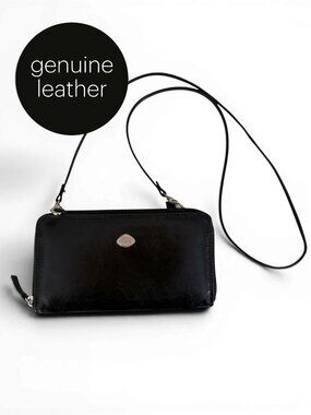 THE TREND Black Leather Crossbody Wallet Purse | sleek versatile clutch wristlet
